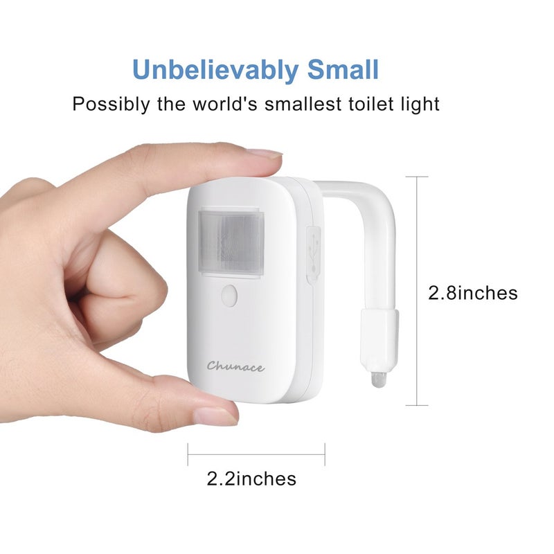 Chunace Rechargeable Toilet Night Light with Motion Activated Sensor, 16 Colors LED Nightlight Inside Bowl, Cool Stuff for Bathroom Decor Accessories, Unique & Funny Gadgets for Men/Kids Birthday Gift 2025 - Image 4